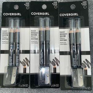 Covergirl Fill + Define Eye Brow Pencils Eyeliner Makers 500‎ Black 3 packs *